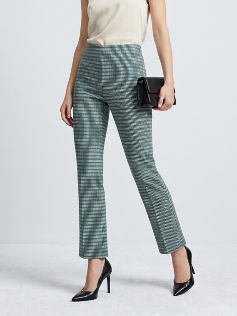 NEW Rachel Zoe Womens Green Hi-Rise Kick Flare Stretchy Pull On Pants Size 6